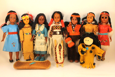 Vintage Konvolut Indianer Souvenir Puppen und Kanu 10 Artikel insgesamt