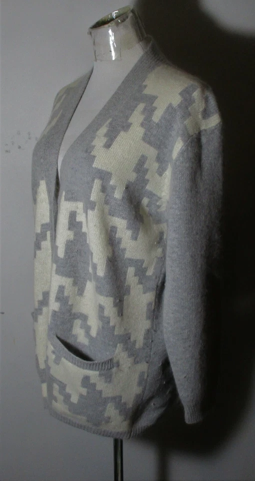 Angora VALERIE STEVENS Gray Angora Rabbit Hair Blend Cardigan Sweater Size PS - Image 4 of 4