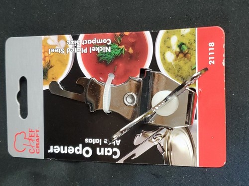 Lot Of 3 Chef Craft 21118 Silver Nickel Plated Steel Butterfly Mini Can Opener - Picture 2 of 4