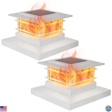 Dynaming Solar Post Cap Lights - 2 Pack, Flickering Flame, Fits 4x4 & 5x5 Posts