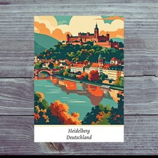 Retro Postkarte Heidelberg   Stadtansicht im ...
