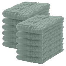 12 Pack Cotton Muslin Burp Cloths 20"x10" Extra Soft  Absorbent - Green