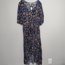Avenue Woman's Maxi Dress  Tiered Blue W/ Butterfly Print Plus Sz 14/16 NWT 