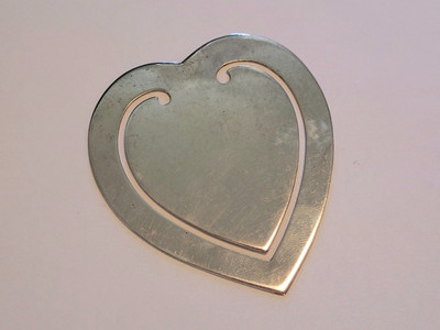 OLRI ~ Sweet Vintage Silver Plate Heart Book Mark