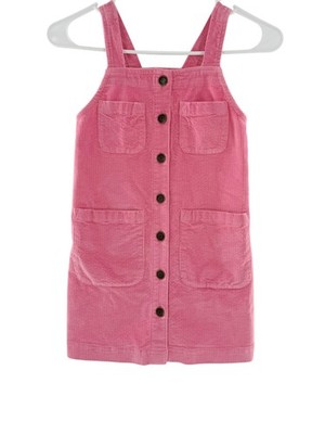 Crewcuts by J.Crew Jumper Dress Girls 7 Pink Corduroy Button Front Pinafore