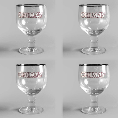 Chimay Silver Tone Rim Trappist Chalice Hainaut Belgium Beer Glass 50cl 4-Pack