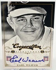 Earl Weaver 2012 Panini Cooperstown Signatures Autographed card. HOF 136/299