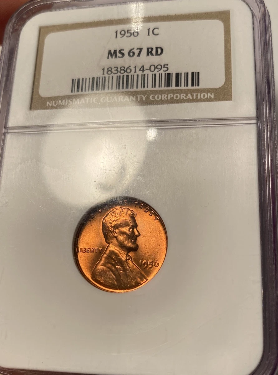 Uncirculated MS 67 Graded 1956 Lincoln Wheat US Small Cents (1909