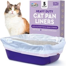 Heavy Duty Flat Bottom Cat Litter Box Liners - Extra Giant 5 Count - Tear-Res...