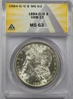 1884 O Morgan Silver Dollar ANACS MS-63 1884-O/O VAM-13