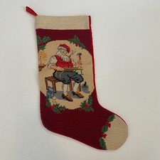 Needlepoint Christmas Stocking Santa Claus Toy Making