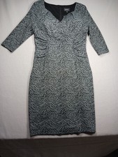 Adrianna Papell Womens Black & Gray Textured Cocktail And Party Dress 14 