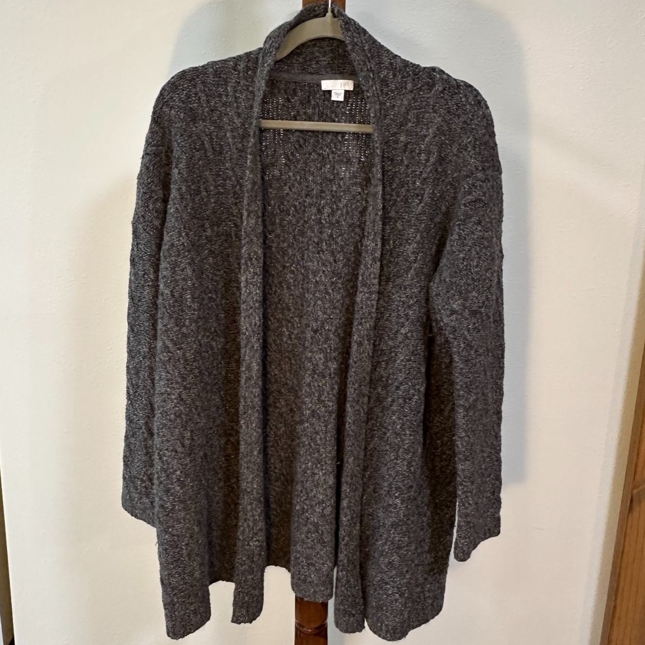 J Jill Cardigan Sweater Womens Small Open Front Knit Gray Lightweight