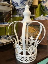 White Metal Crown Decor/Display Large- 12 Inches High Approximately 9 Wide