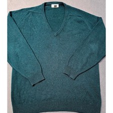 LL Bean Sweater Mens L Tall Green Lambswool Dad Preppy Ivy Old Money Scotland