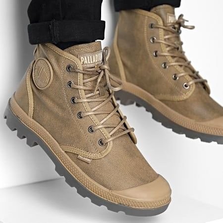 Men Palladium Boots Brown Textile 40
