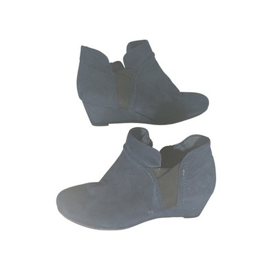 Croft & Barrow Abril Navy Blue Faux Suede Wedge Ankle Boots Womens Size 8.5 M