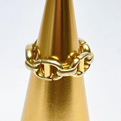 Christian Dior CD Navy Finger Ring Gold Plated Size US6.0 Jewelry