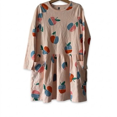 Tea Collection Apple Slices Dress Long Sleeve Pockets Size 7 Back To School NWT
