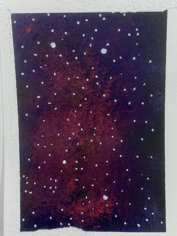 ACEO Original Painting Abstract Galaxy Night Sky 2.5x3.5 Acrylic Art