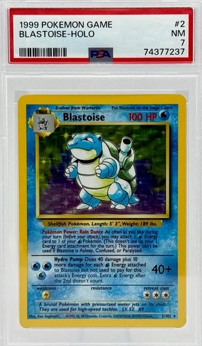 1999 Pokemon Base Set #2 Blastoise Holo PSA 7 NM ✨