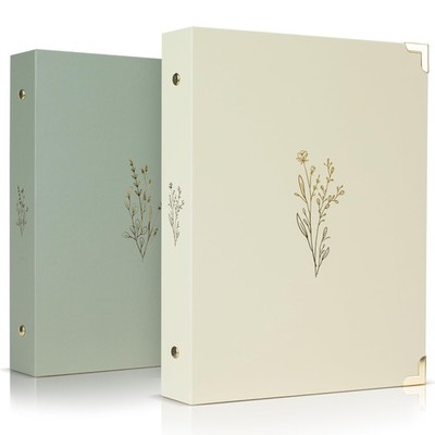 2 Pack Beige Green A5 6 Ring Binder Set 0.75 Inch Small Planner Binder