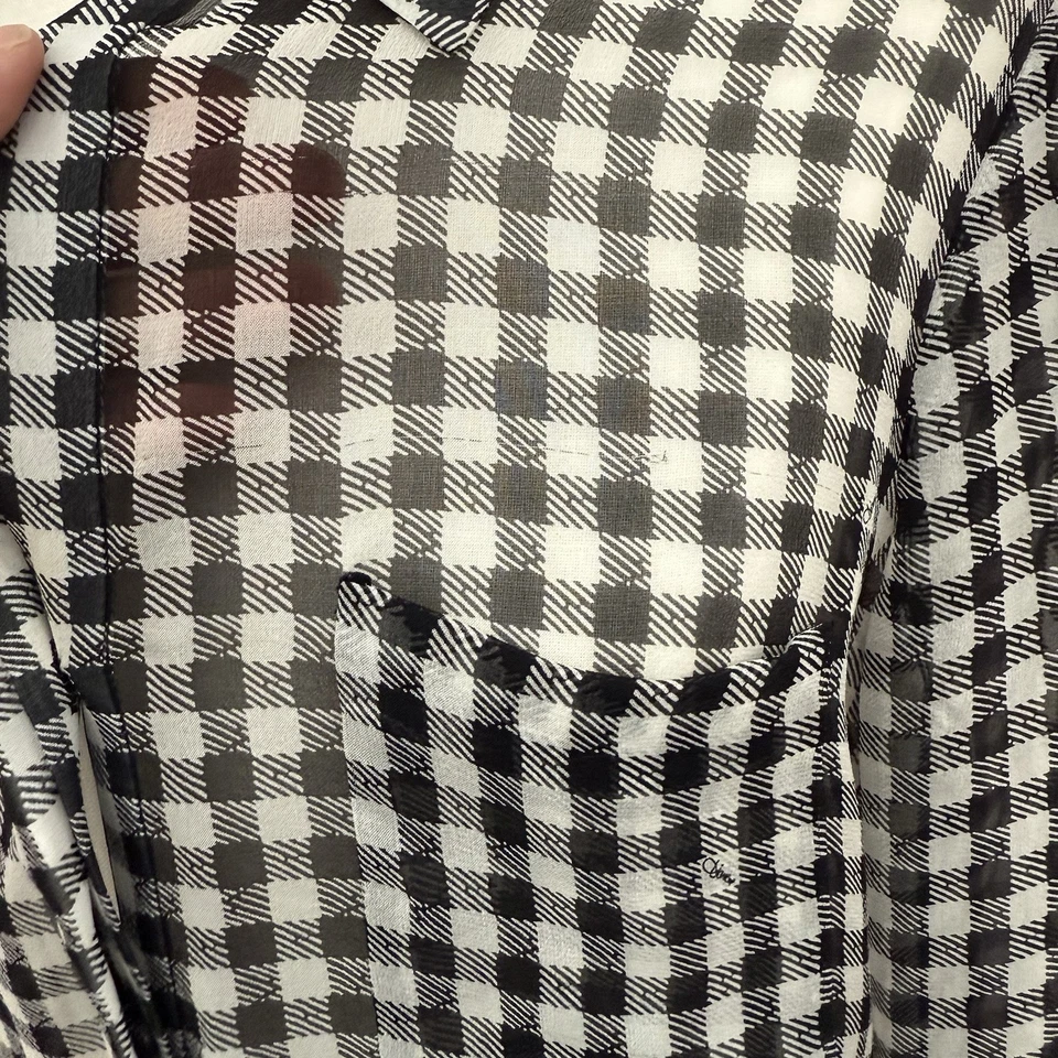 Camisa de seda Diane Von Furstenberg Lorelei talla 10 blanca y negra abotonada DVF Foto 2 de 4