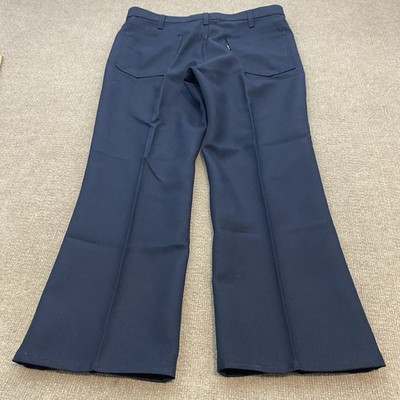 Vintage 70s Levis 517 Saddleman Boot Cut Slacks Mens 35x27 Blue Dress Pants USA