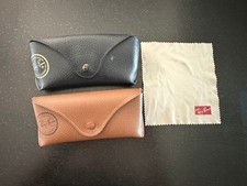 Ray-Ban Sunglasses Case Lot of 2 Black Gold Logo Brown Snap Cloth NO Glasses