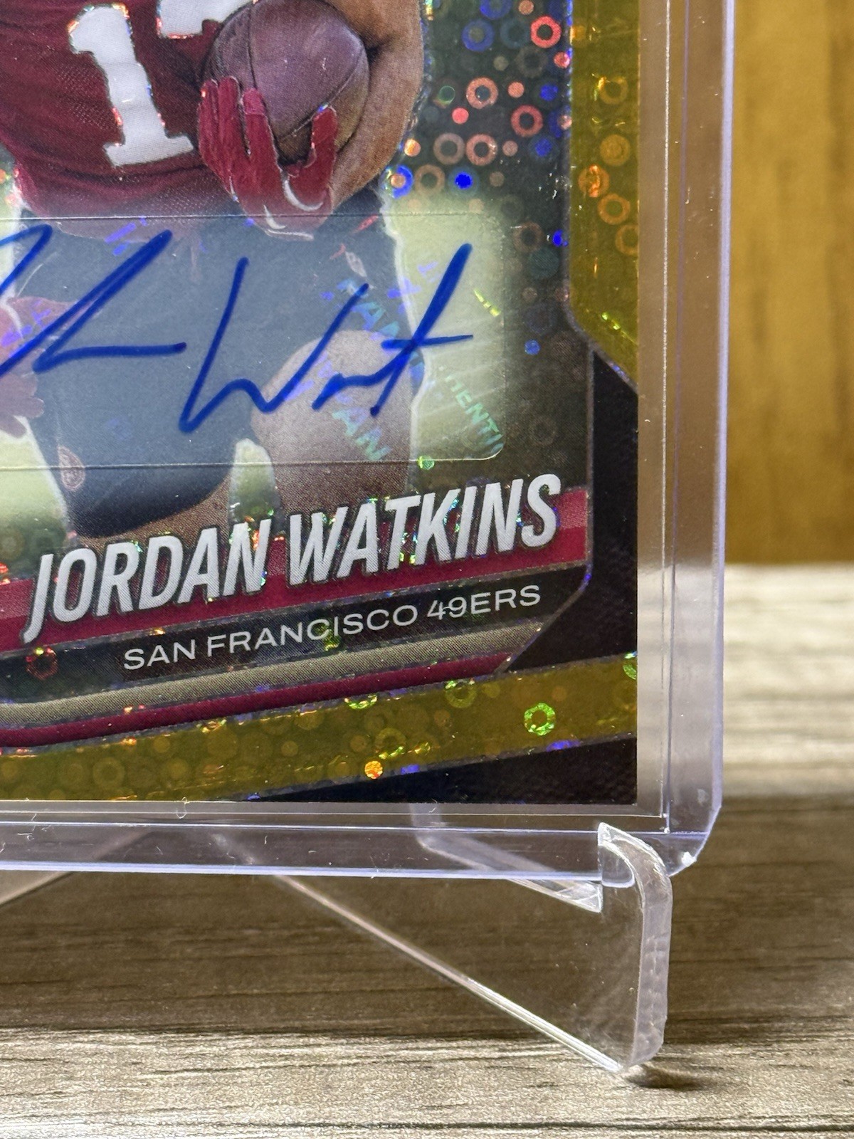 2025 Prizm Football No Huddle Jordan Watkins RC SSP Gold Disco Auto /10 49ers view 4