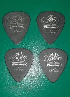 4x Vintage Dunlop Pitch Black Tortex 1,14 mm Plektren Plektren