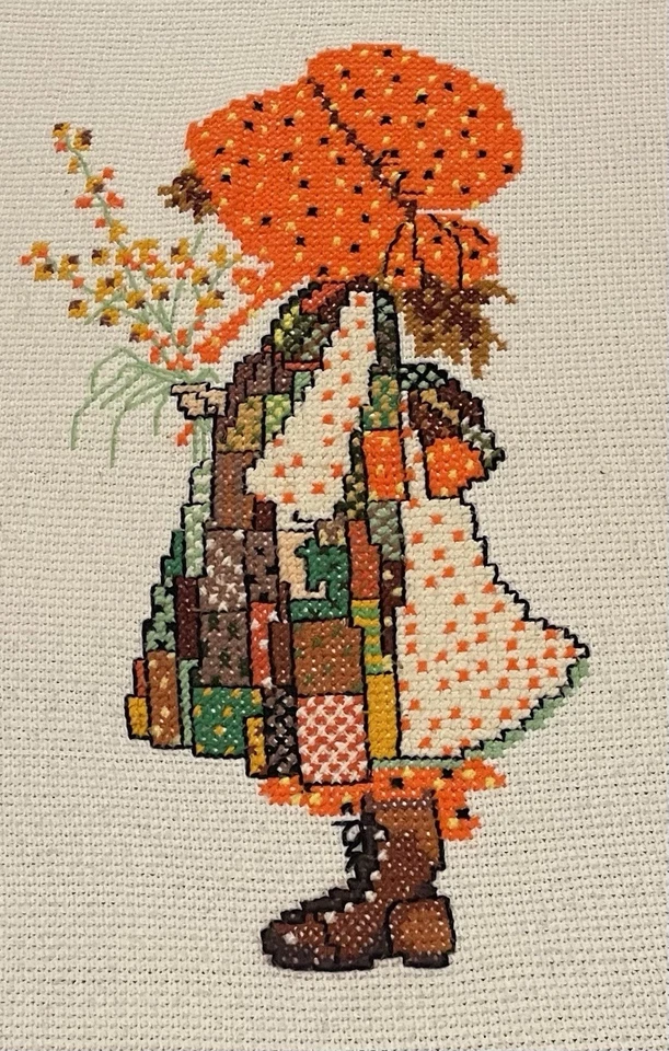 Crochet "Holly Hobbie" vintage años 70 hecho a mano 54" x 83" Queen Afghan Throw Foto 2 de 4