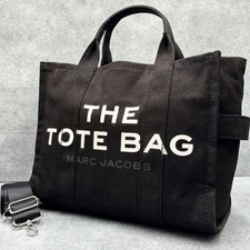 Marc Jacobs The Tote Bag Medium Black Canvas 2Way Shoulder Crossbody Bag