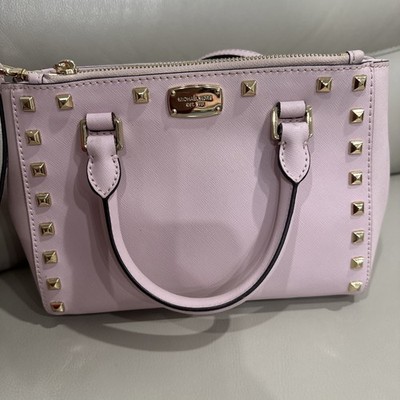 Michael Kors 35T7GK9S0L Kellen Studded Saffiano Leather Satchel Bag Blossom 7.5 