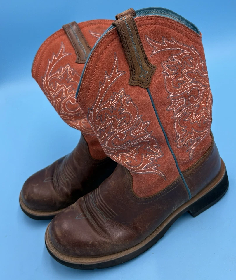 Botas vaqueras de media pantorrilla punta cuadrada para mujer botas de vaquero moda medias botas 9.5B Foto 4 de 4