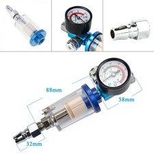Mini Air Pressure Regulator Gauge Spray Gun & In-Line Water Trap Air Filter Kit