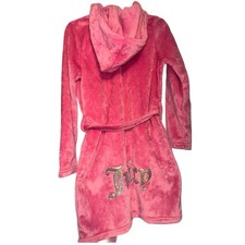 Juicy Couture Women's Pink Hooded Robe Size S/M Rhinestone Back Logo