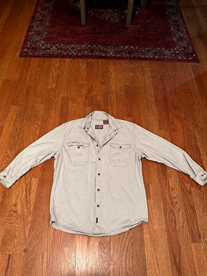G.E. Schmidt Workwear Men's Beige Twill Long Sleeve Button-Up Shirt w/ Pockets L