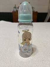 Vintage Plastic 8-OZ Baby Bottle Precious Moments Angel Boy Preowned