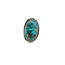 Sterling Silver Blue Copper Turquoise Ring Size 9 Adjustable Shank