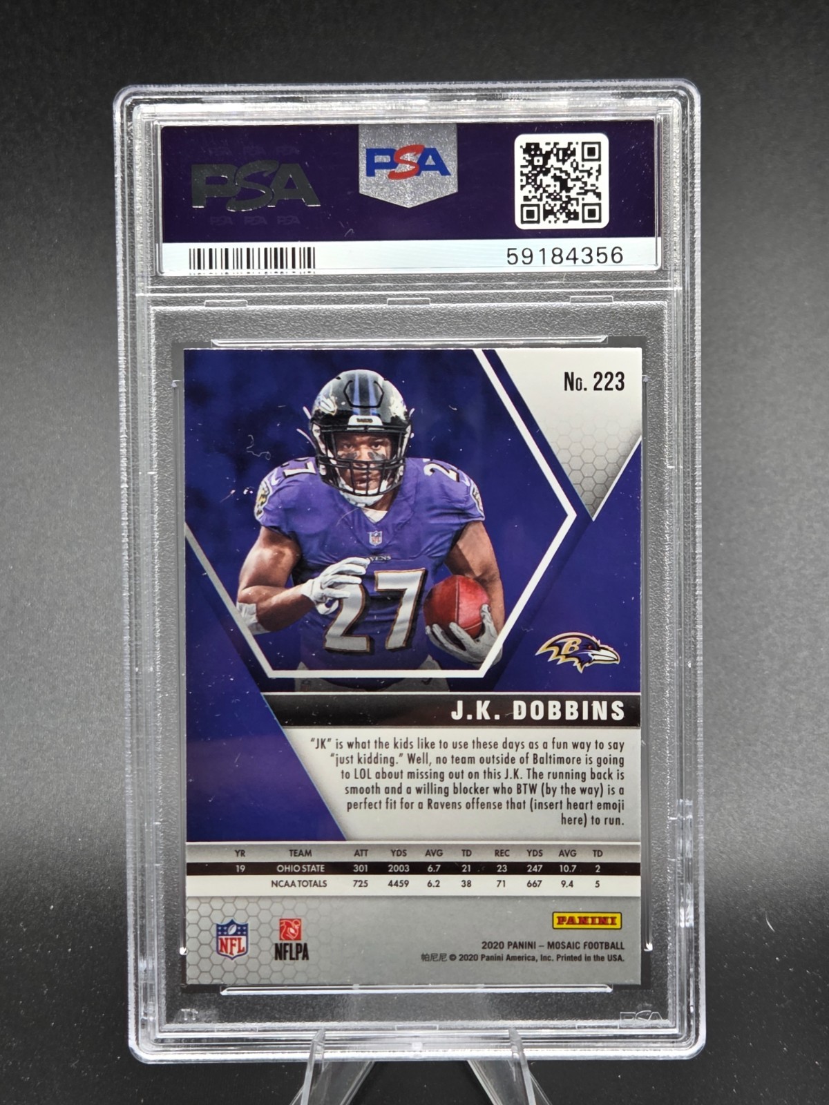 2020 Mosaic J.K. DOBBINS Rookie Card PSA 10 Gem Mint view 2