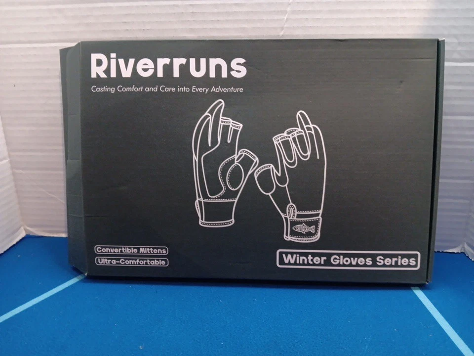 Riverruns Fishing Gloves, Windproof, Waterproof, Fleece Lined, 3-Cut Fingers