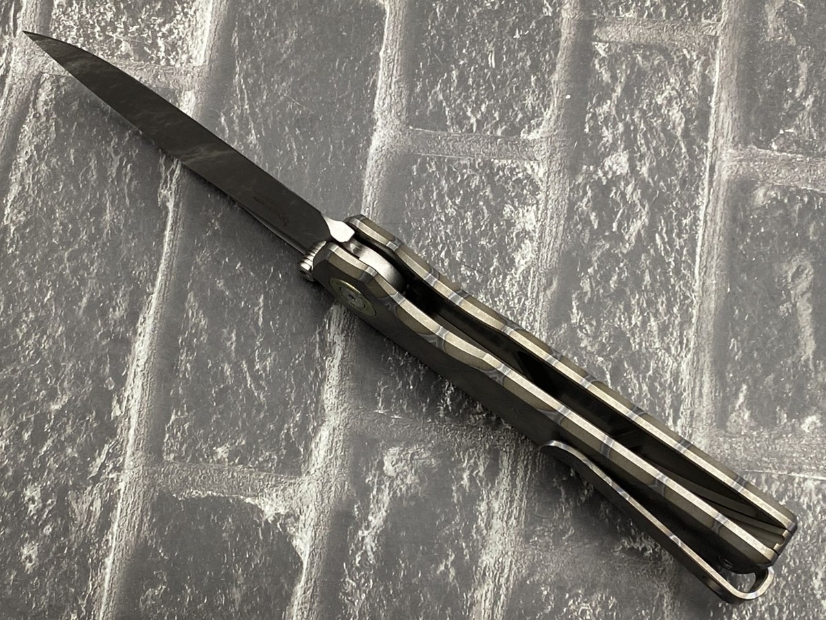 Twosun TS588-Fire Folding Knife K110 Blade Titanium Handle Button