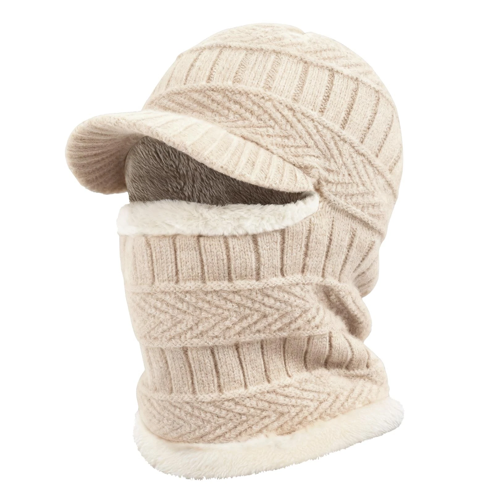 Winter Unisex Knitted Balaclava Face Mask Cover Thick Warm Fleece Lining Bean...