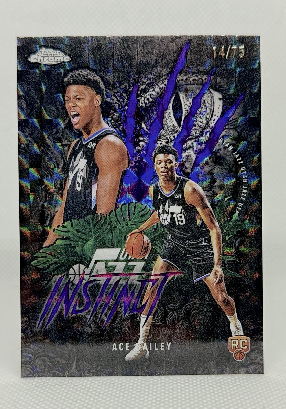 2025-26 Topps Chrome Ace Bailey RC Instinct Purple Geometric /75 Jazz