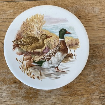 Vintage handbemalter Keramik Untersetzer oder Fliese Stockenten Wildvögel 
