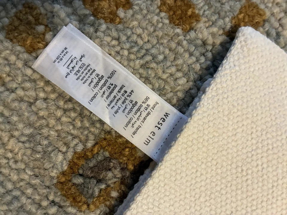 "Mesa de lona de algodón West Elm beige y marfil 14""x90"" nueva sin etiquetas" Foto 3 de 4