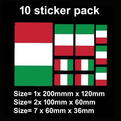 10 X ITALIEN ITALIENISCHE FLAGGE AUTOAUFKLEBER PACK MULTIPACK LAPTOP FENSTER AUTO VAN