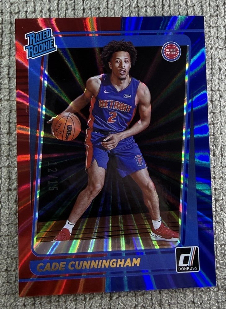 Cade Cunningham 2021-22 Panini Donruss Blue/Red Laser /15 Rated Rookie #211
