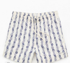 PacSun Men Swim Trunk Shorts L Striped Blue White Lined Pockets Pull On Swimwear